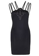 Mini dress, thin shoulder straps, lace embroidery